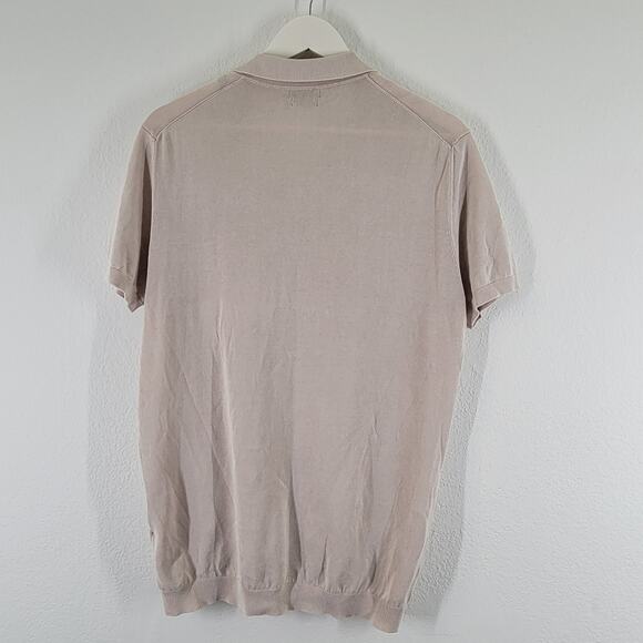 Massimo Dutti Knit Polo Shirt Mens Large Cream Short Sleeve Preppy - Picture 5 of 11